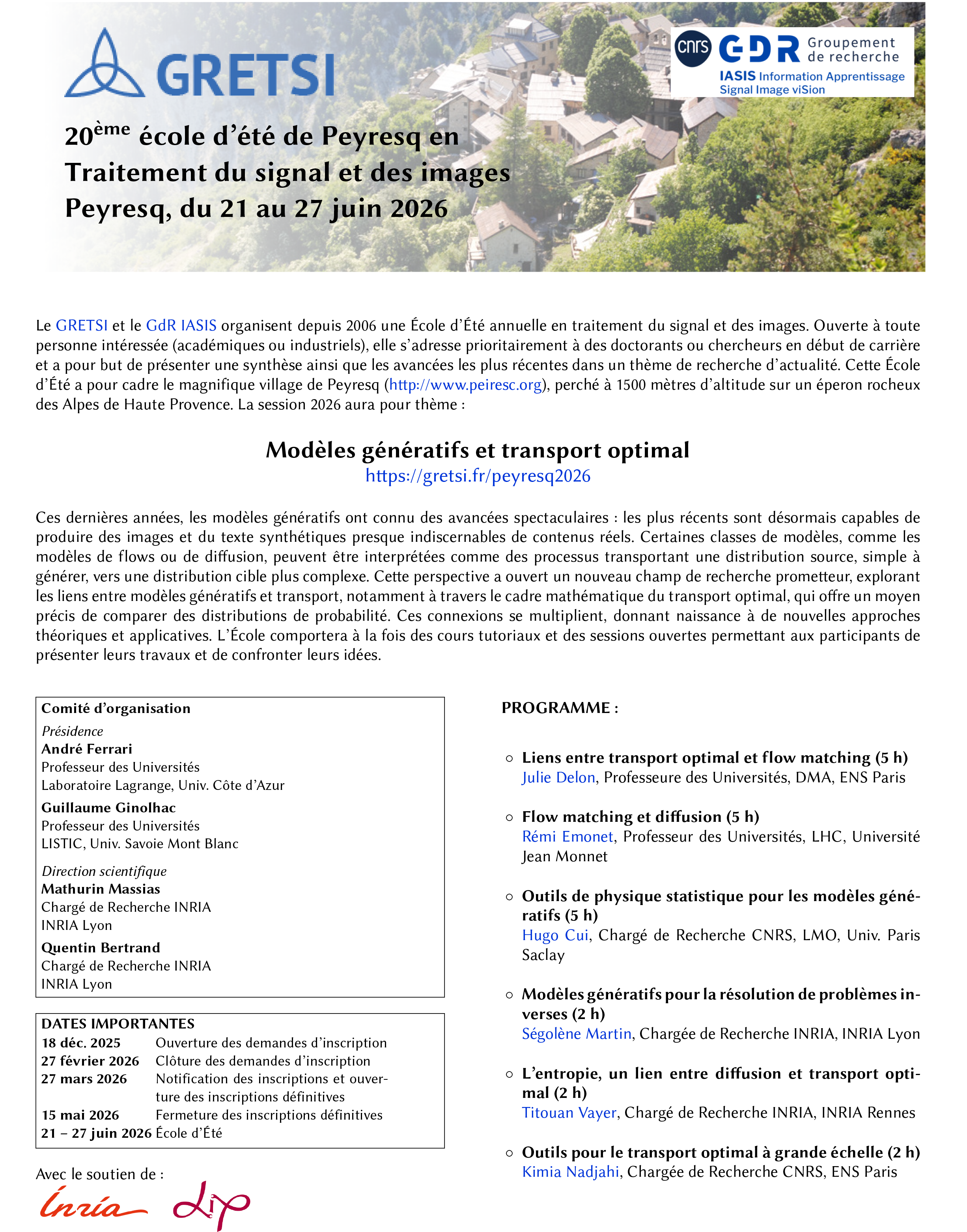 affiche avec resume du programme